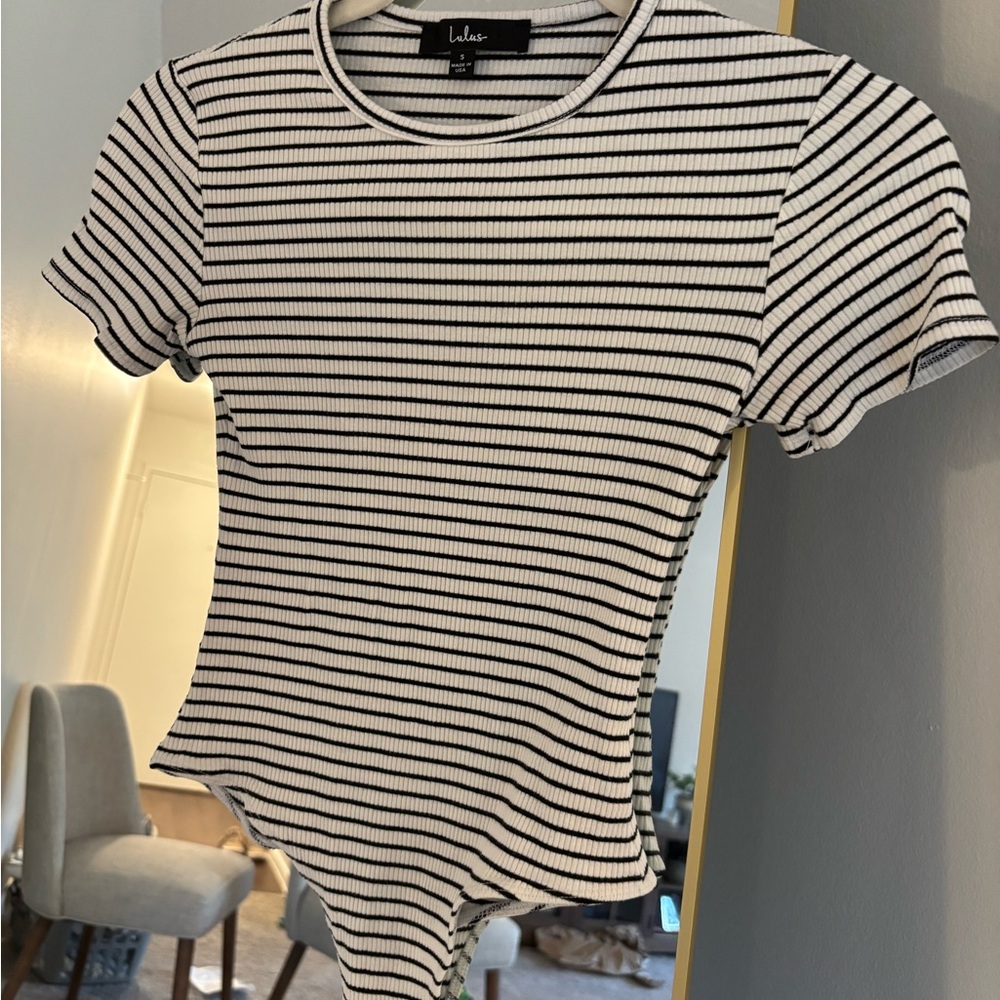 Lulu’s Black and White Striped Women's Top
